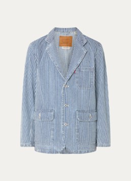 Levi's Heren Mission regular fit colbert van denim met streepprint in de kleur Indigo