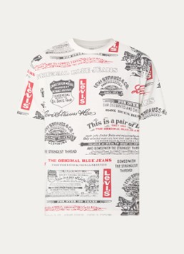 Levi's Heren T-shirt met print in de kleur Gebroken wit