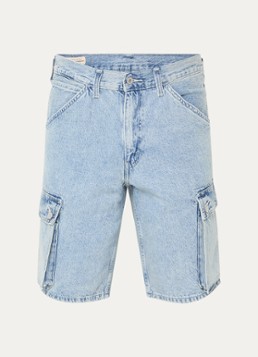 Levi's Heren 478 loose fit korte cargobroek van denim met klepzakken in de kleur Indigo