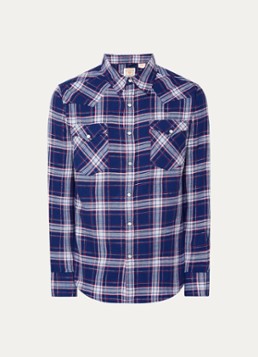 Levi's Heren Barstow Western regular fit overhemd met ruitdessin in de kleur Blauw