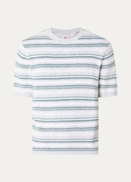 Levi's Heren Stinson grofgebreide trui in linnenblend met streepprint in de kleur Groen