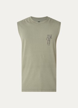 Levi's Heren Tanktop met logo- en backprint in de kleur Legergroen