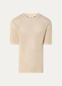 Levi's Heren Stinson T-shirt met opengewerkt dessin in de kleur Beige
