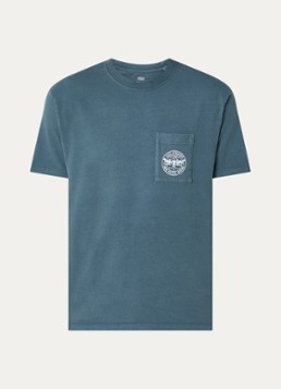Levi's Heren T-shirt met front- en backprint in de kleur Petrol