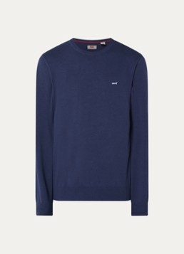 Levi's Heren Fijngebreide pullover met logoborduring in de kleur Donkerblauw