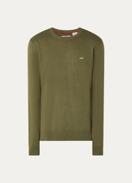 Levi's Heren Ivy fijngebreide pullover met logo in de kleur Mosgroen