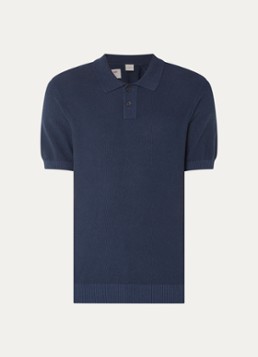 Levi's Heren Grofgebreide regular fit polo in linnenblend in de kleur Donkerblauw