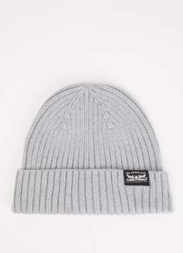 Levi's Heren Sunset ribgebreide muts met logo in de kleur Lichtgrijs