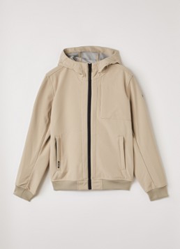 Airforce Jongens Softshell jack met ritszakken en capuchon in de kleur Beige, maat: 12J=152
