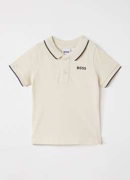 BOSS Jongens Polo van piqué katoen met logo in de kleur Beige, maat: 80