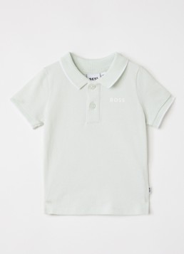 BOSS Jongens Polo van piqué katoen met logo in de kleur Lindegroen, maat: 80