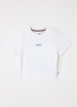 BOSS Jongens T-shirt met logo- en backprint in de kleur Wit, maat: 68