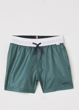 BOSS Jongens Zwemshorts met logoprint in de kleur Donkergroen, maat: 80