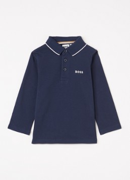 BOSS Jongens Polo met logo in de kleur Donkerblauw, maat: 98