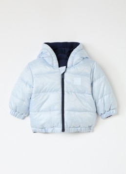 BOSS Jongens Reversible puffer jack met logo in de kleur Lichtblauw, maat: 68