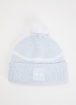 BOSS Meisjes Muts met logo in de kleur Lichtblauw, maat: 40