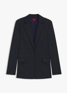 HUGO Dames Atana blazer in wolblend met klepzakken in de kleur Donkerblauw