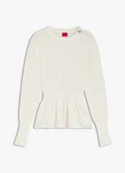 HUGO Dames Trui met ribstructuur in de kleur Creme