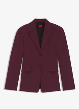 HUGO Dames Regular-fit blazer van stretchmateriaal in de kleur Aubergine