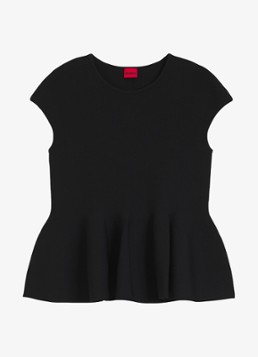 HUGO Dames Top met peplum in de kleur Zwart