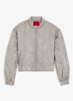 HUGO Dames Gewatteerd jack met waterafstotende coating in de kleur Lichtgrijs