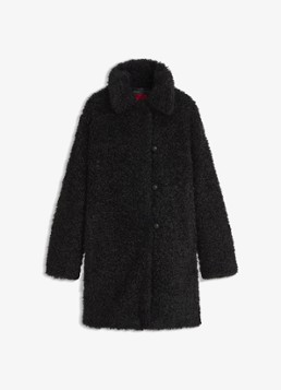HUGO Dames Mantel van teddy in de kleur Zwart