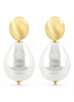 LOTT. Gioielli Dames Gold Pearl Mother Earth oorstekers verguld in de kleur Parelmoer, maat: M
