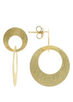 LOTT. Gioielli Dames Double Charm satin oorstekers verguld in de kleur Goud, maat: Small
