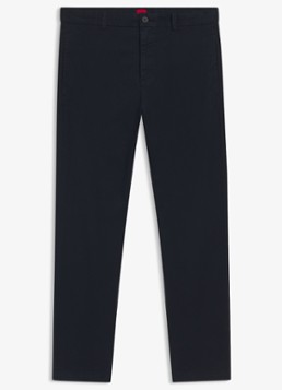 HUGO Heren David slim fit chino met steekzakken in de kleur Dark Blue-405 / Blauw