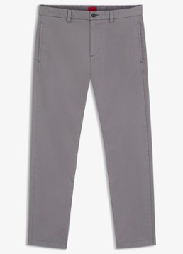 HUGO Heren David slim fit chino met steekzakken in de kleur Dark Grey-025 / Grijs