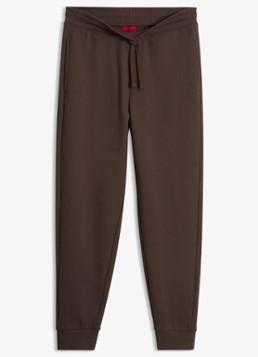 HUGO Heren Trainingsbroek van katoenen badstof met logoprint in de kleur Brown Overflow-903
