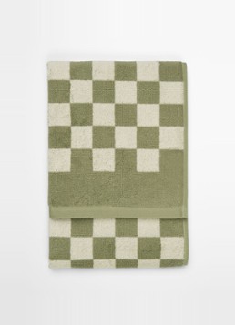 Marc O'Polo Checker gastendoek van katoen badstof Olijfgroen - Deal