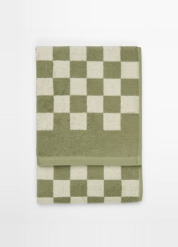 Marc O'Polo Checker handdoek van katoen badstof Olijfgroen - Deal