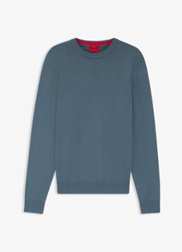 HUGO Heren Fijngebreide trui met logo in de kleur Blauw