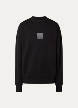HUGO Heren Dusplited sweater met logo- en backprint in de kleur Zwart
