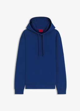 HUGO Heren Hoodie van katoenen sweatstof met logoprint in de kleur Open Blue-498 / Blauw