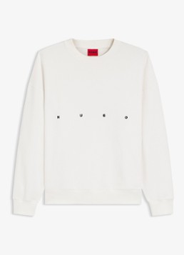 HUGO Heren Sweater met logo in de kleur Creme