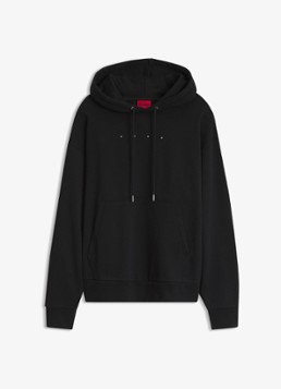 HUGO Heren Hoodie met logo- en backprint in de kleur Zwart