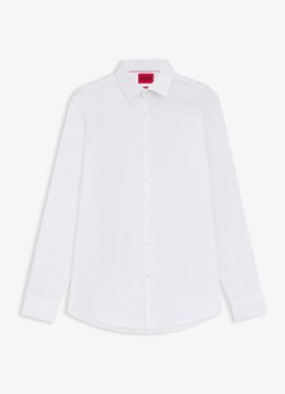 HUGO Heren Slim-fit overhemd in een popeline van gemakkelijk te strijken katoen in de kleur Wit