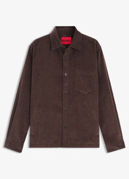 HUGO Heren Overshirt van corduroy met borstzak in de kleur Bruin