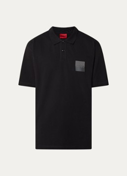 HUGO Heren Dusplity regular fit polo van piqué katoen met logo in de kleur Zwart