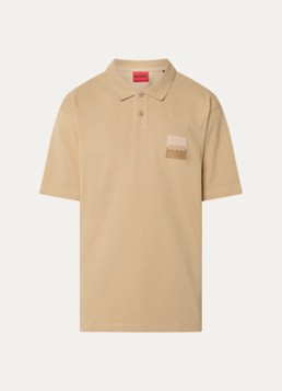 HUGO Heren Dusplity regular fit polo van piqué katoen met logo in de kleur Beige