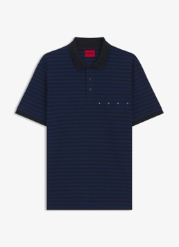 HUGO Heren Regular fit polo met streepprint in de kleur Donkerblauw