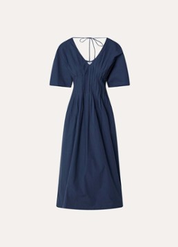 Alchemist Dames Pippa midi jurk met plooidetail en trompetmouw in de kleur Donkerblauw