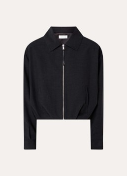 Alchemist Dames Luki cropped jack in linnenblend met steekzakken in de kleur Zwart