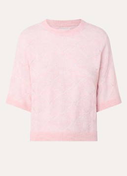 Alchemist Dames Pepper grofgebreide pullover met opengewerkt dessin in de kleur Lichtroze