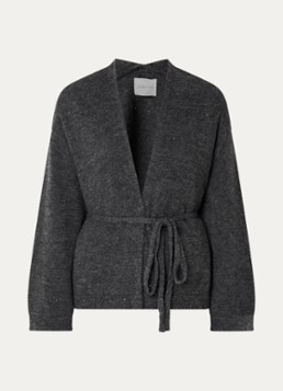 Alchemist Dames Sofia fijngebreid vest met pailletten en strikceintuur in de kleur Donkergrijs