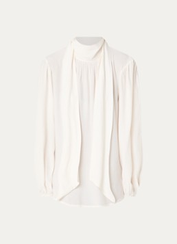 Alchemist Dames Juul tuniek met sjaalkraag en asymmetrische zoom in de kleur Gebroken wit