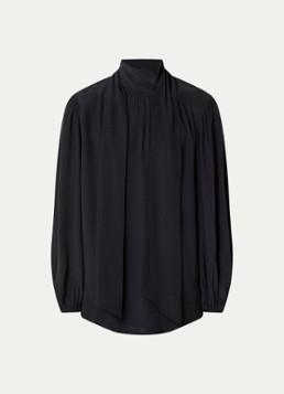 Alchemist Dames Juul tuniek met sjaalkraag en asymmetrische zoom in de kleur Zwart