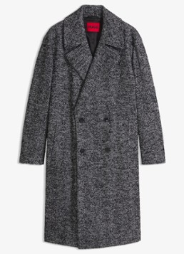 HUGO Heren Mantel in scheerwolblend in de kleur Dark Grey-028 / Grijs